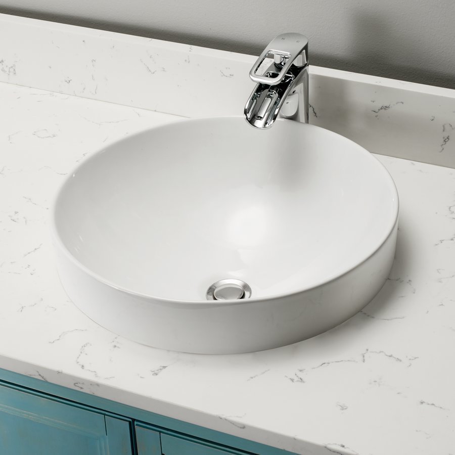 Foremost 15 3 4 Inch Round Semi Recessed Fireclay Vessel Sink