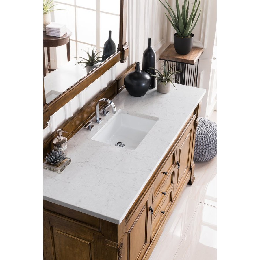 James Martin 60 Inch Brookfield Single Sink Vanity With Eternal Jasmine Pearl Top Country Oak 147 114 5371 3ejp J Keats