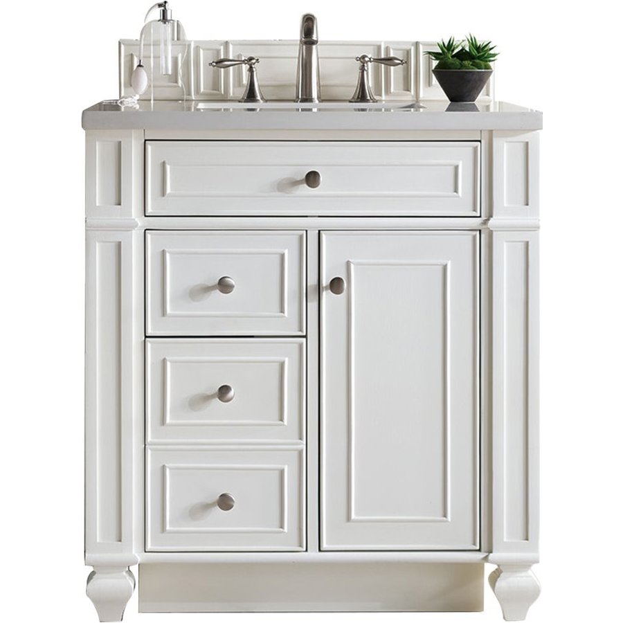 James Martin 30 Inch Bristol Single Sink Vanity With Classic White Top Cottage White 157 V30 Cwh 3clw Keats Castle