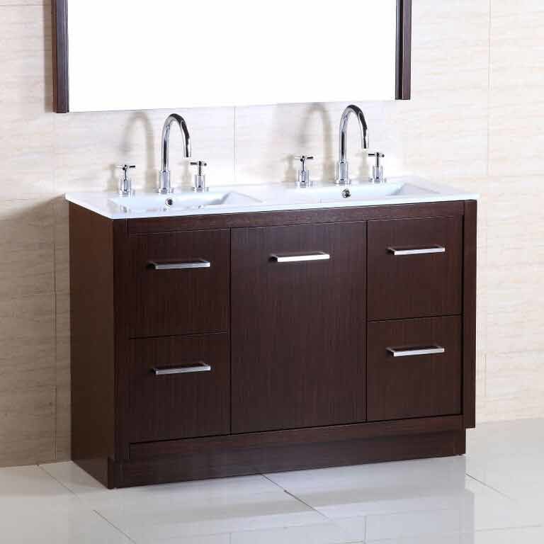 Bellaterra 48" Double Sink Bathroom Vanity - Wenge/White ...