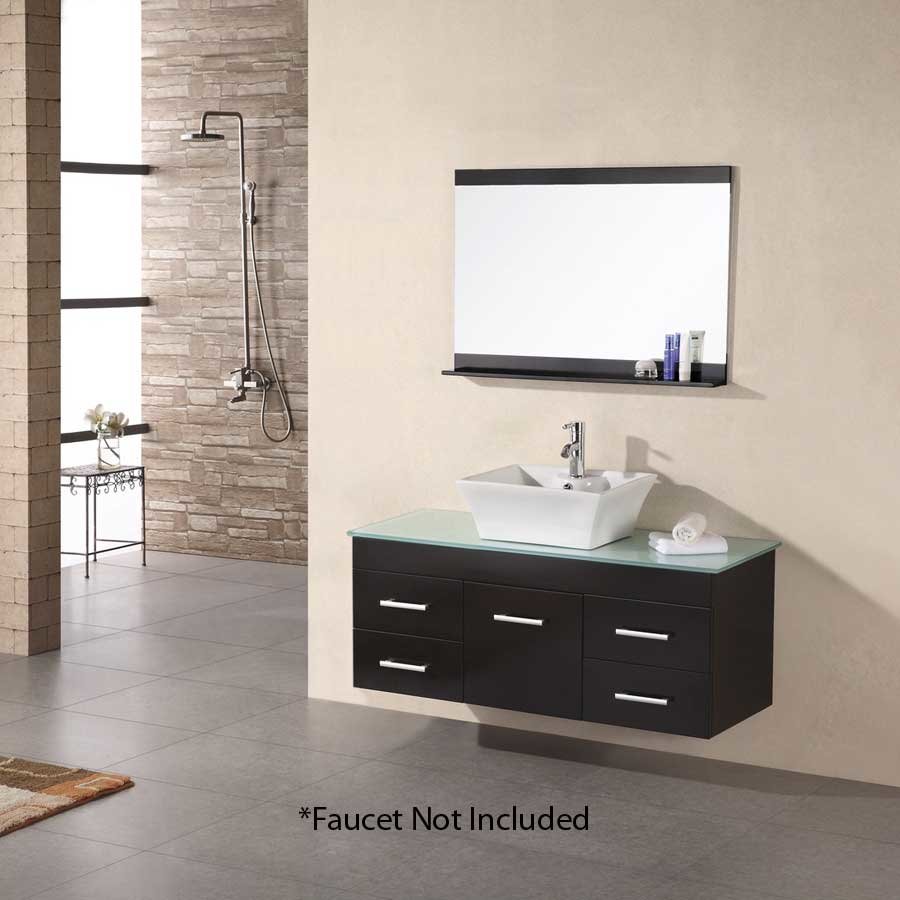 Carmen Tall White Marble Shelf and Black Ash Wood Bathroom Storage