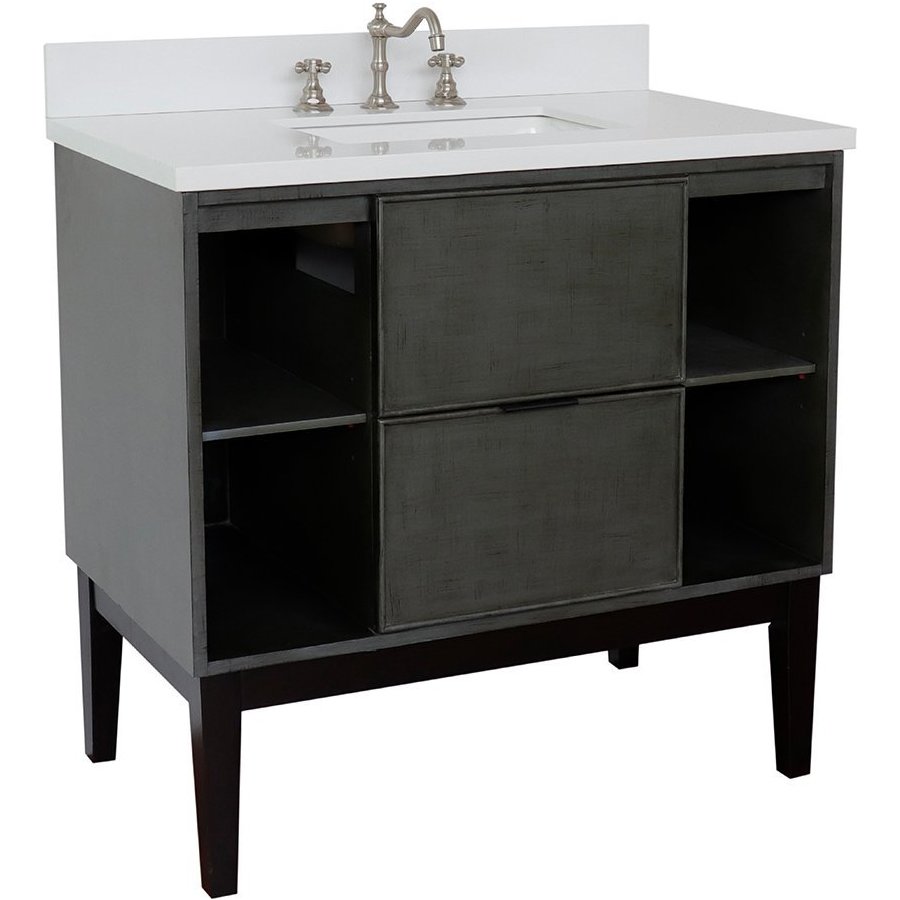 Bellaterra 400502-LY-WER, 37 Inch Single Sink Bathroom Vanity Dark ...