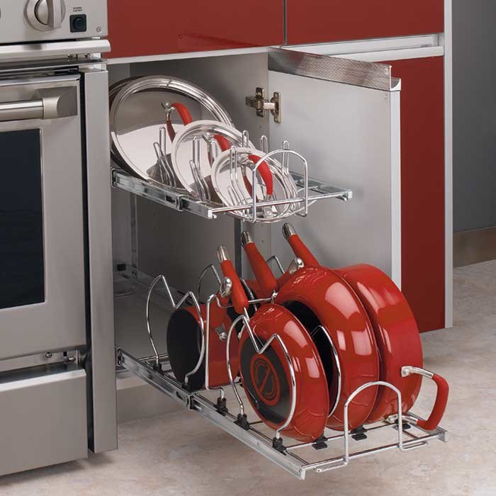 Rev-A-Shelf 12 Pullout 2 Tier Wire Basket Cookware Cabinet Organizer Chrome