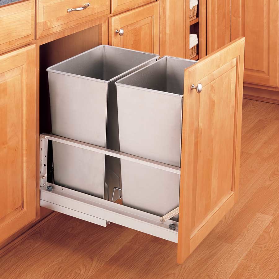 Rev-A-Shelf Double Pull Out Kitchen Cabinet 35 Qt Trash Can, 5349