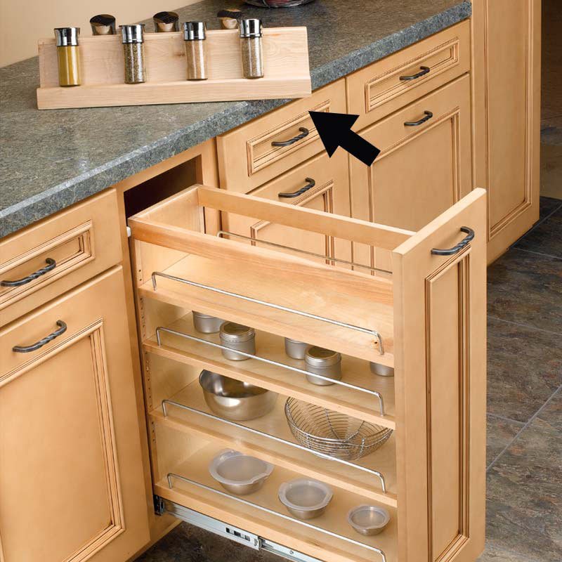 Rev-A-Shelf 7-1/4 Inch Width Wood Pull-Out Base Organizer with Blumotion  Soft-Close Slides for Frameless Kitchen Base Cabinets, Natural, Min.  Cabinet Opening: 7 W x 21-3/4 D x 25-5/8 H 448-BCSC-6C
