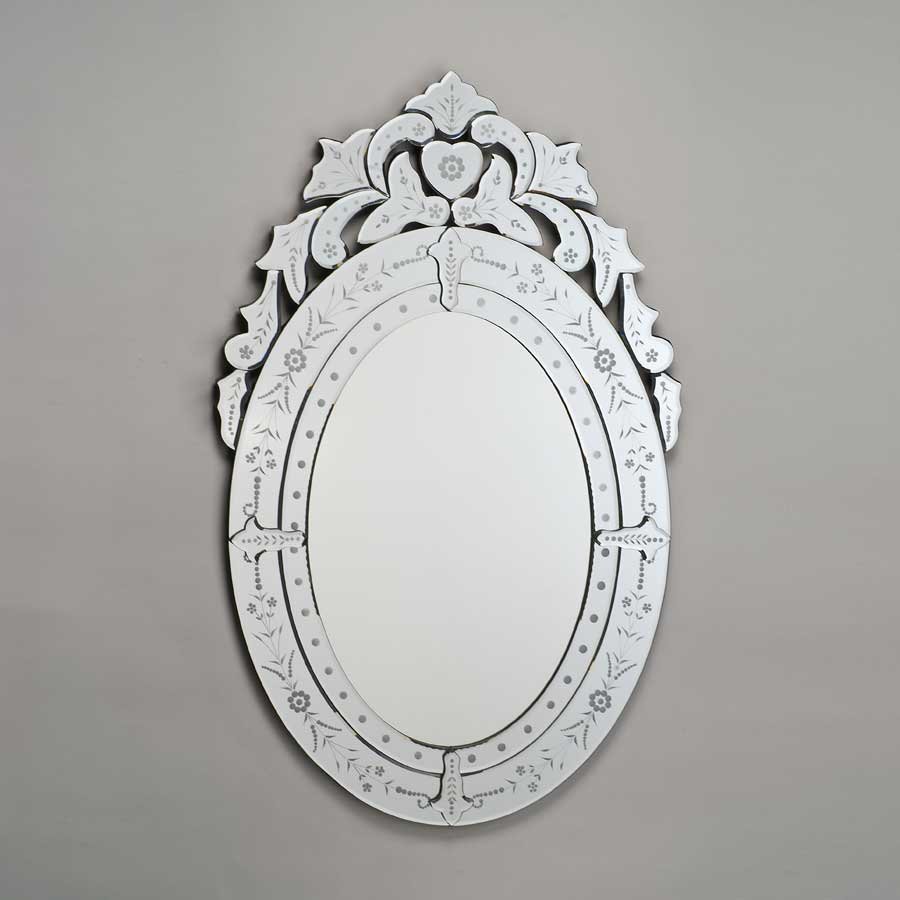 Afina Radiance Venetian 26 Wall Mount Oval Mirror Etched Rm 101