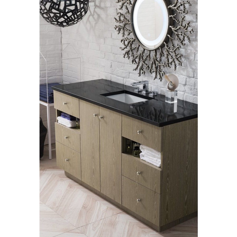 James Martin 60 Inch Seaside Single Sink Vanity With Iconic Black Quartz Top Silver Apricot 960 V60s Sap 3ibk J Keats