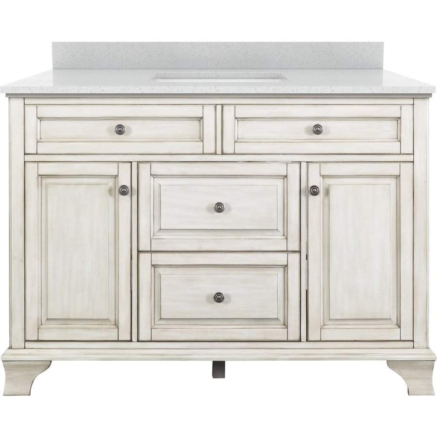 Foremost 49 Inch Corsicana Single Sink Vanity with Silver Crystal White Engineered Stone Top ...