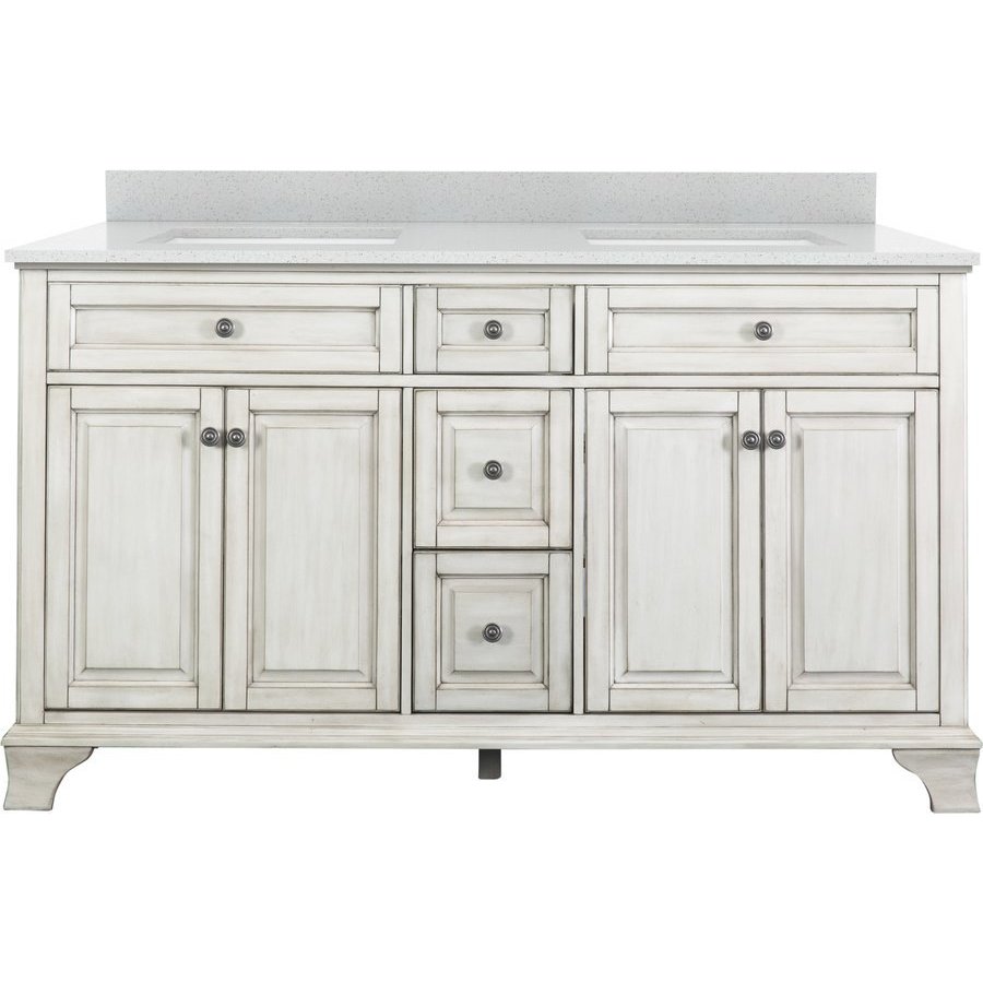 Foremost 61 Inch Corsicana Double Sink Vanity with Silver Crystal White ...