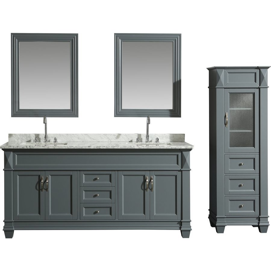 Design Element 72 Inch Hudson Double Sink Vanity Set With 65 Inch Linen Tower Cabinet Gray Dec059d G Wt Cab059 G Keats Castle