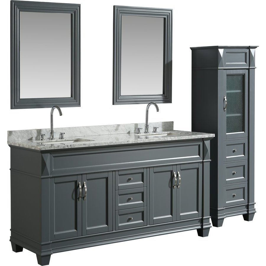 Design Element 72 Inch Hudson Double Sink Vanity Set With 65 Inch Linen Tower Cabinet Gray Dec059d G Wt Cab059 G Keats Castle
