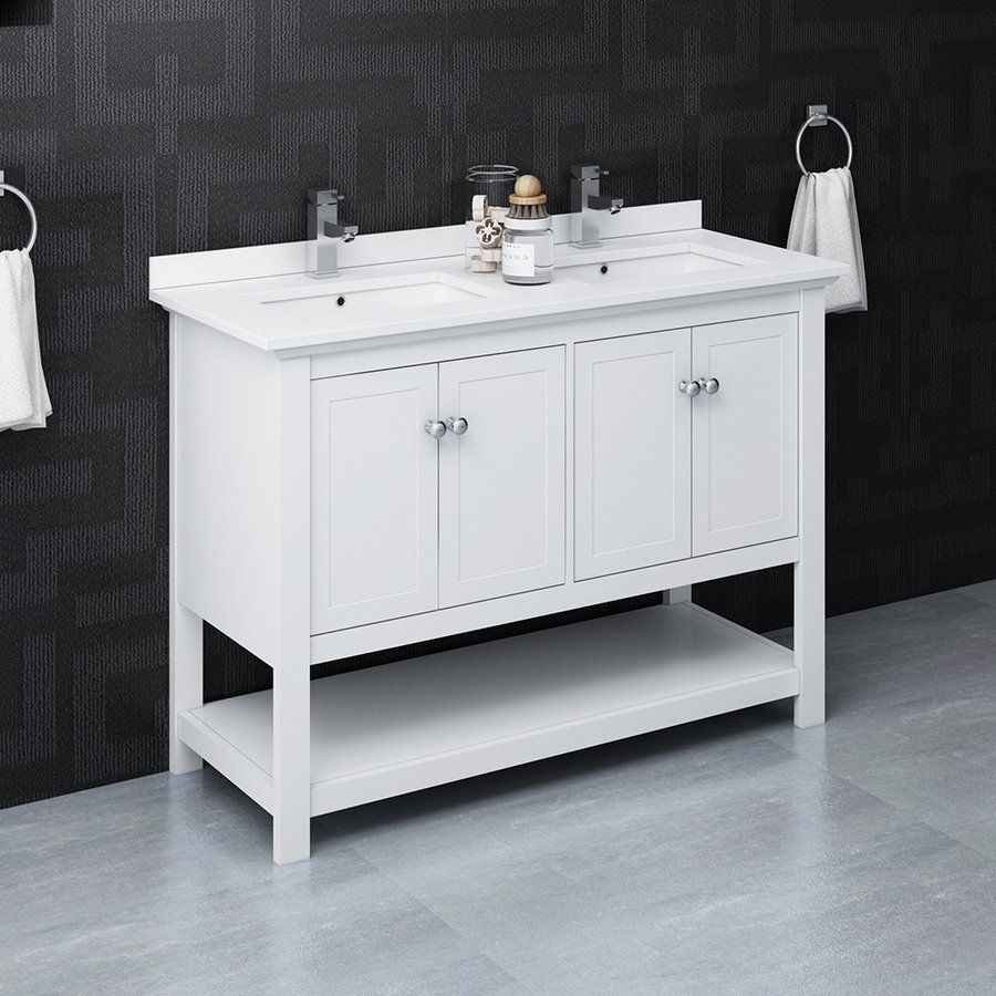 48 White Double Sink Vanity Cabinet 