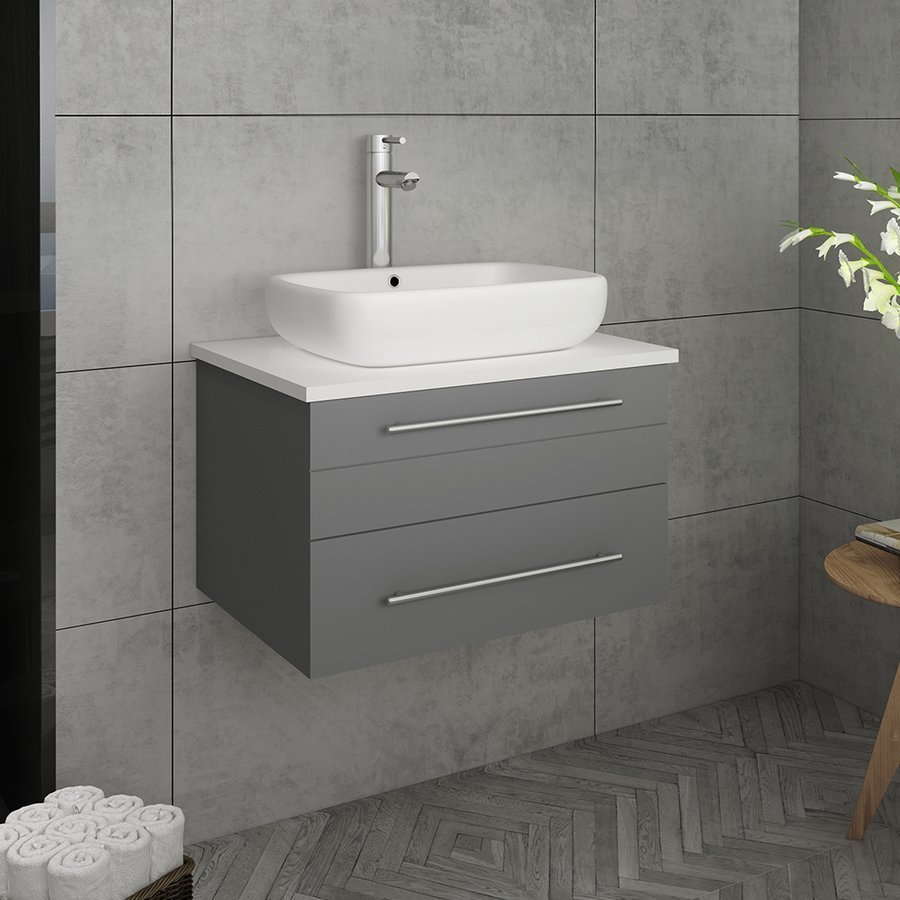 Gray store floating vanity