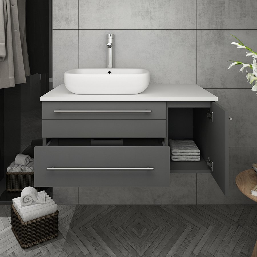 16-inch Modern Pedestal Sink Vanity with Medicine Cabinet