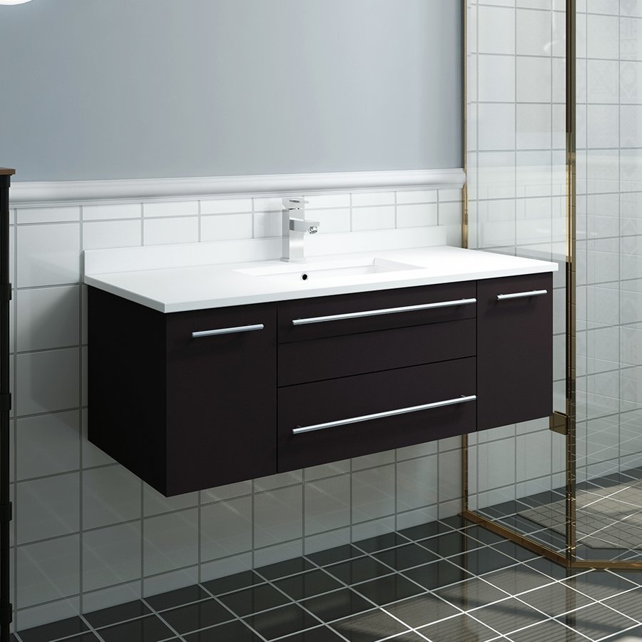 Fresca FCB6142ES-UNS-CWH-U, 42 Inch Lucera Single Sink Floating Vanity ...