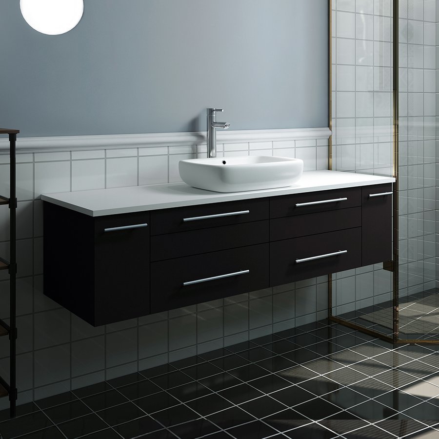 Fresca FCB6160ES-VSL-CWH-V, 60 Inch Lucera Single Sink Floating Vanity ...