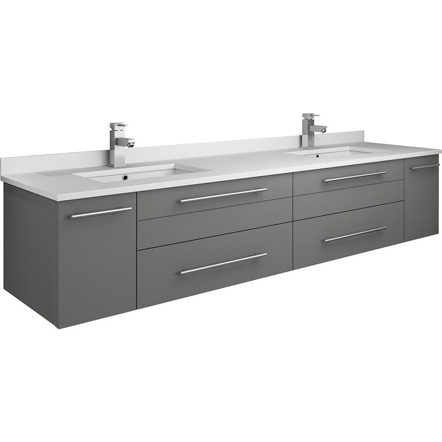 Fresca 72 Inch Lucera Double Sink Floating Vanity With Top And Undermount  Sink, Gray Fcb6172Gr-Uns-D-Cwh-U | Keats & Castle