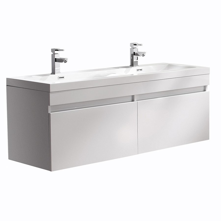 Fresca Largo 57 White Modern Double Sink Bathroom Cabinet W