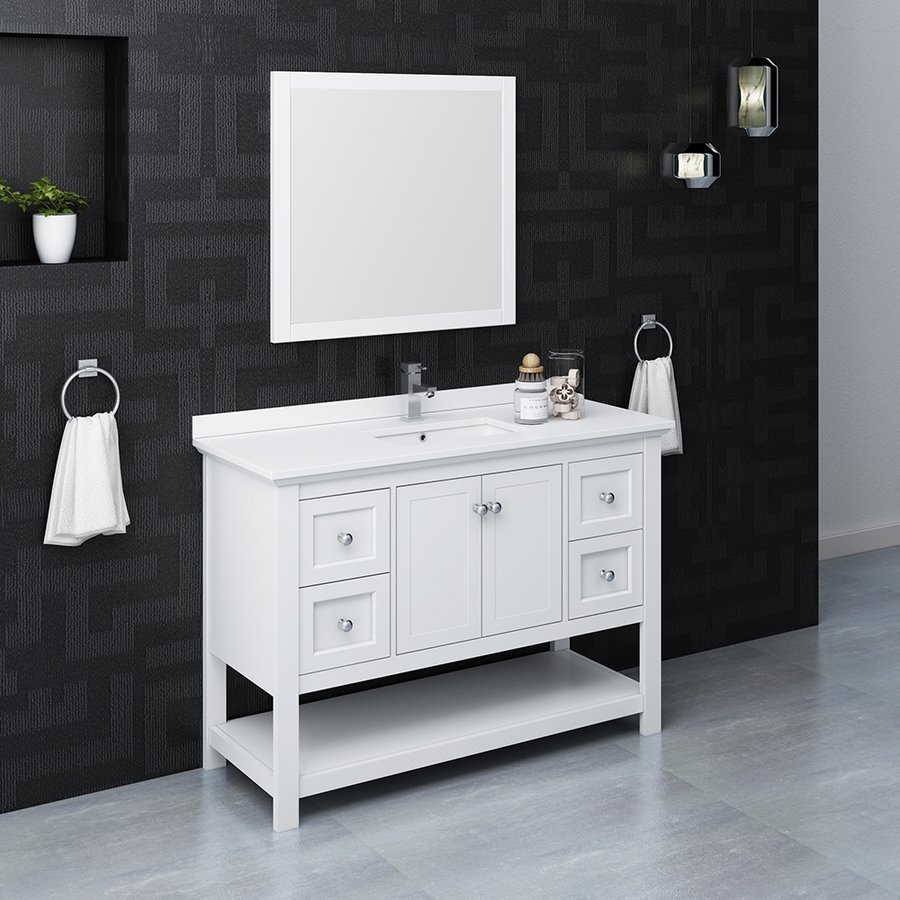 Fresca 48 Inch Manchester Single Sink Vanity With Mirror White Fvn2348wh J Keats