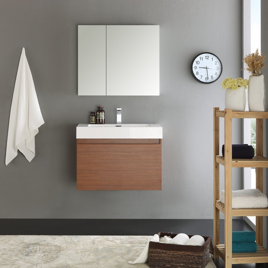 Fresca Mezzo 39 Modern Bathroom Vanity w/ Medicine Cabinet, Teak