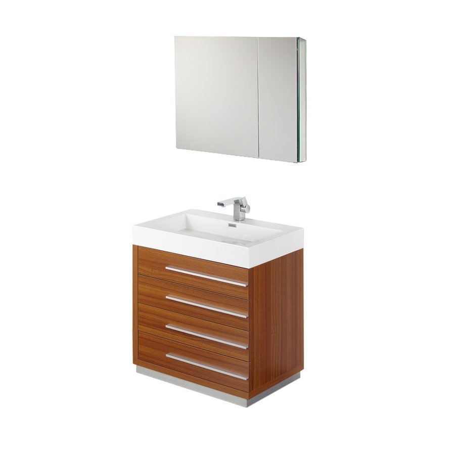 Fresca Livello 24 in. Teak Modern Bathroom Vanity with Medicine Cabinet