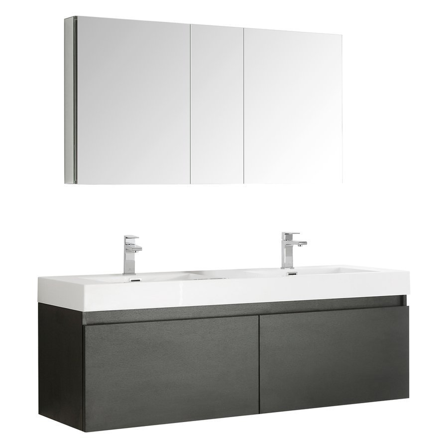 Fresca Pulito Small Black Modern Bathroom Vanity with Tall Mirror