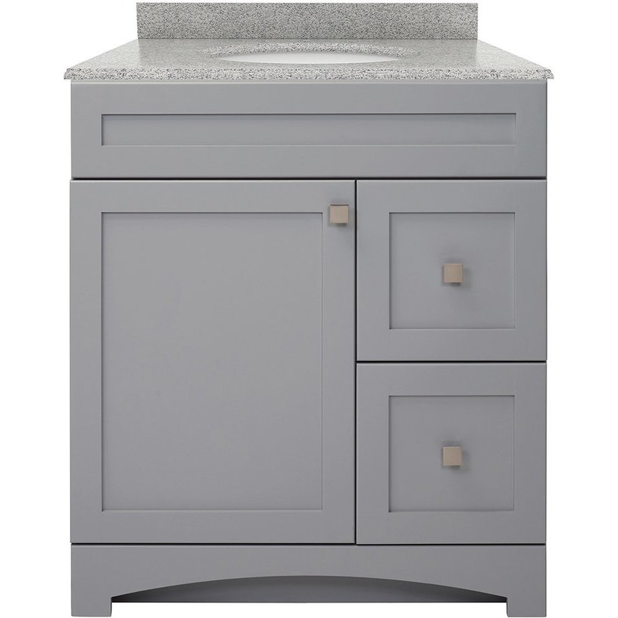 Foremost 31 Inch Width Monterrey Single Sink Bathroom Vanity With Rushmore Grey Granite Top Cool Gray Mxgvt3122 Rg Keats Castle