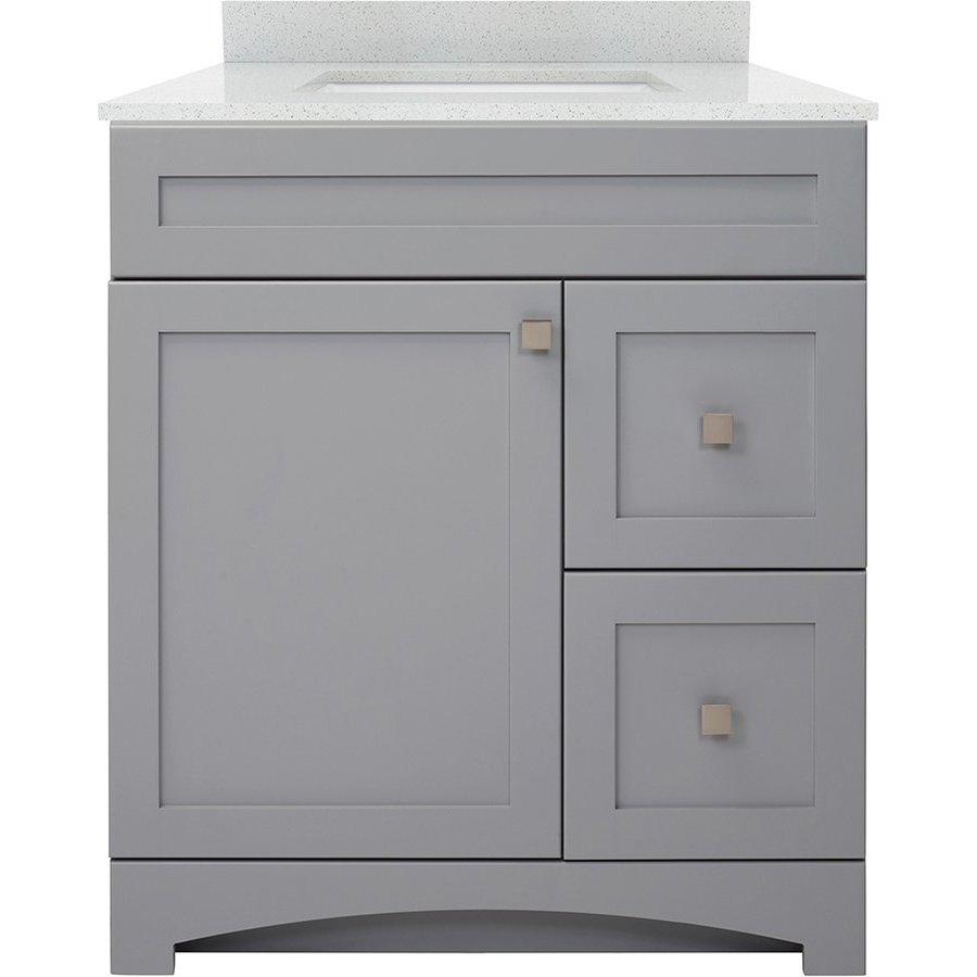 Foremost 31 Inch Width Monterrey Single Sink Bathroom Vanity With Silver Crystal White Engineered Stone Top Cool Gray Mxgvt3122 Swr Keats Castle