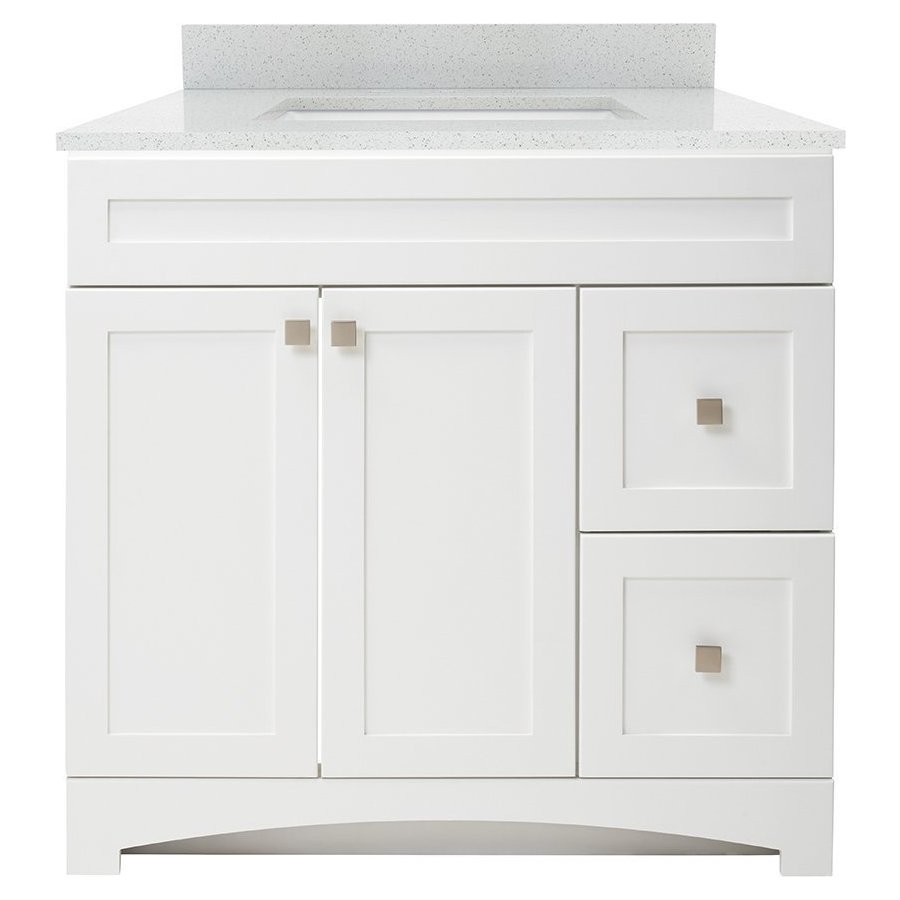 Foremost 37 Inch Width Monterrey Single Sink Bathroom Vanity With Silver Crystal White Engineered Stone Top Flat White Mxwvt3722 Swr Keats Castle