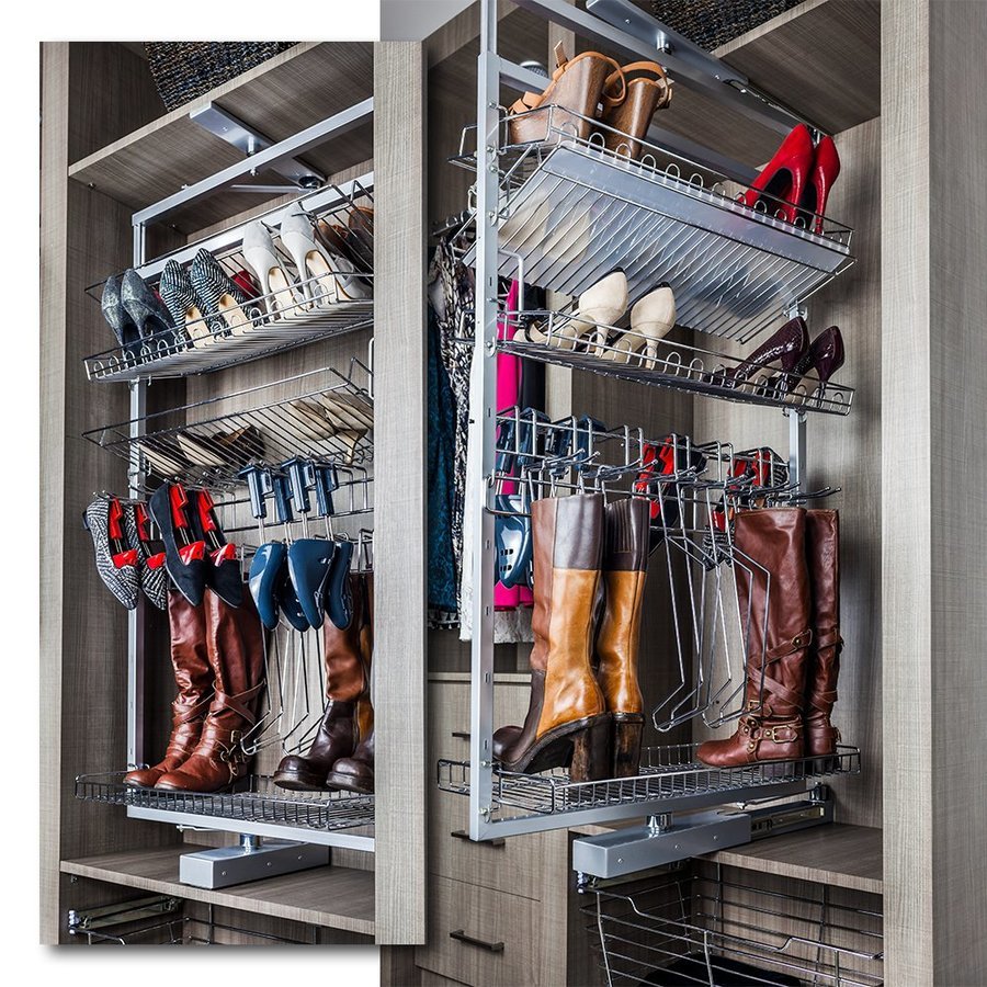 Hardware Resources RSBR-5, 61 Inch Rotating Shoe and Boot Rack for Closet System, Polished Chrome
