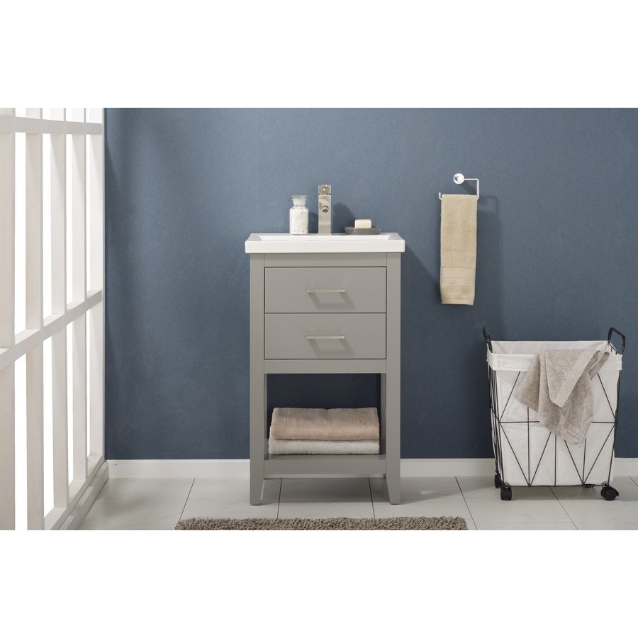 Design Element 20 Inch Cara Single Sink Bathroom Vanity Gray S02