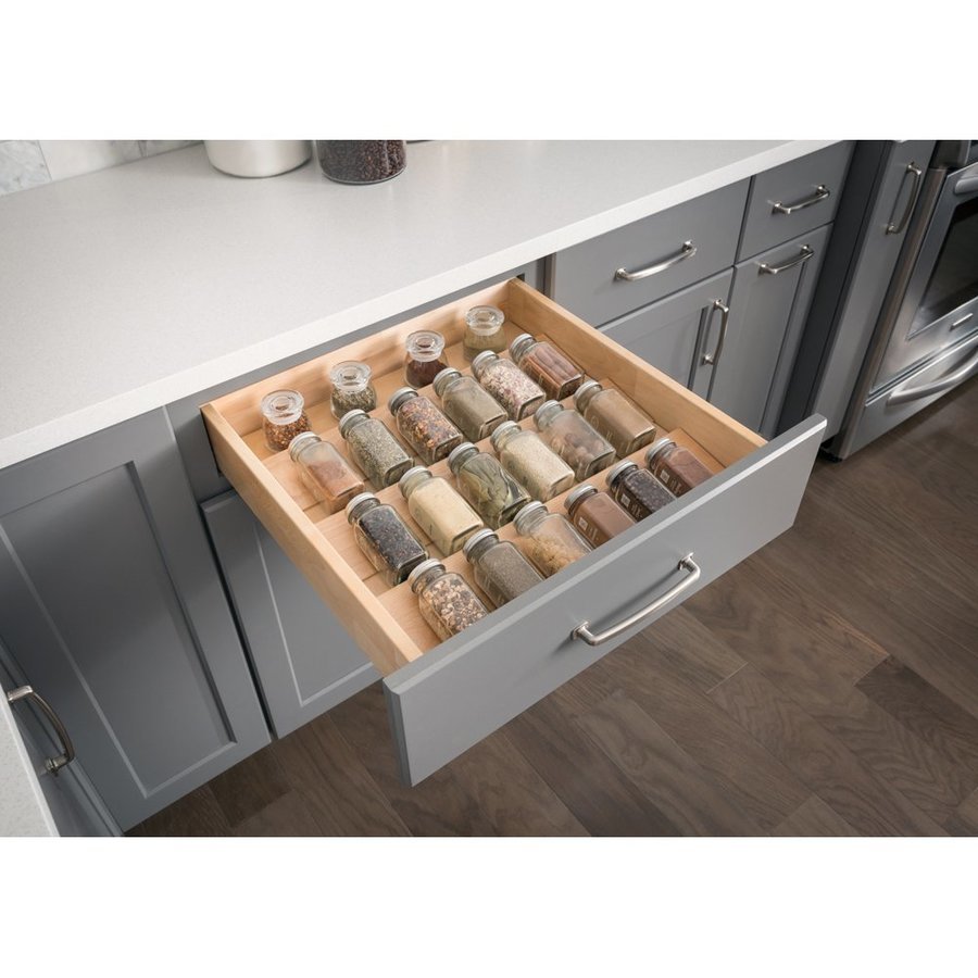 Birch Drawer Spice Organizer, Spice Rack for Kitchen Drawers, 3