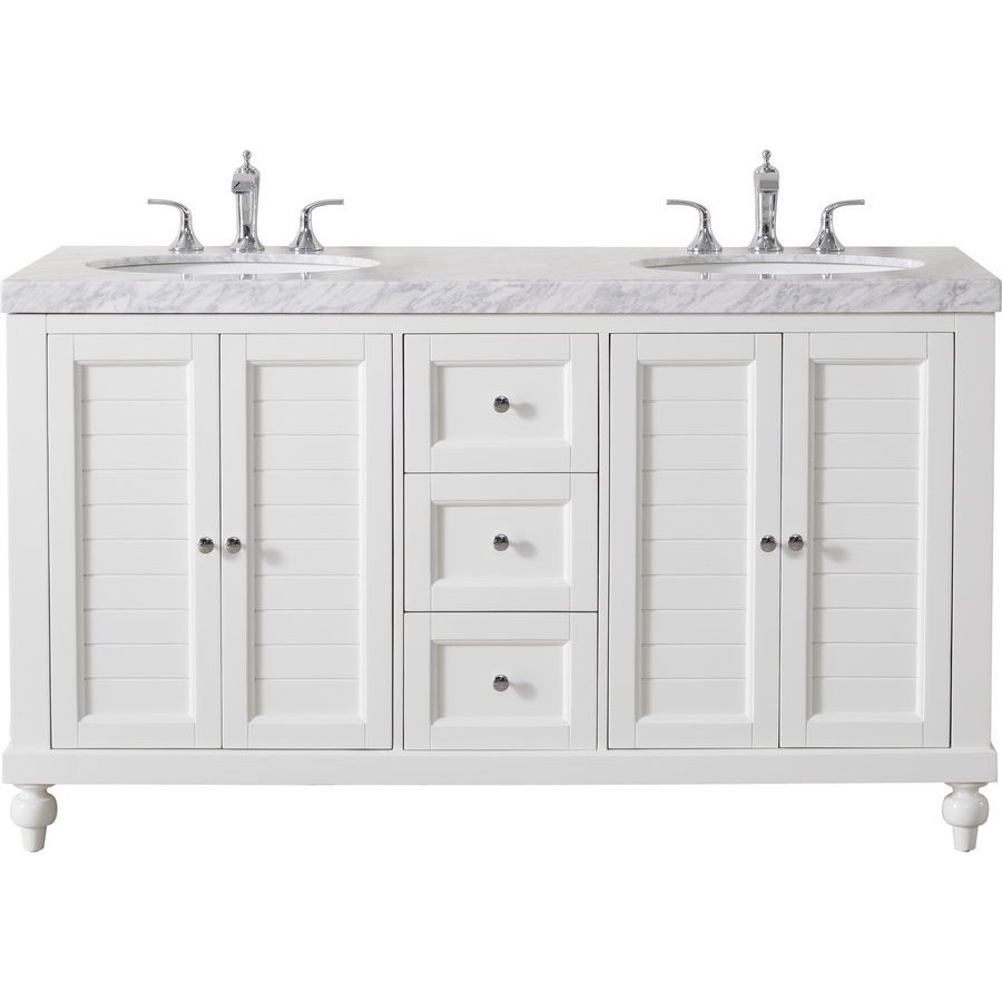 Stufurhome Kent 60 Inch Double Sink Bathroom Vanity With Faucets