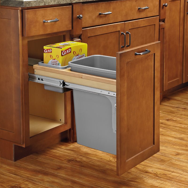 Rev-A-Shelf Single Pull Out 35 Qt Trash Can for Kitchen Cabinets