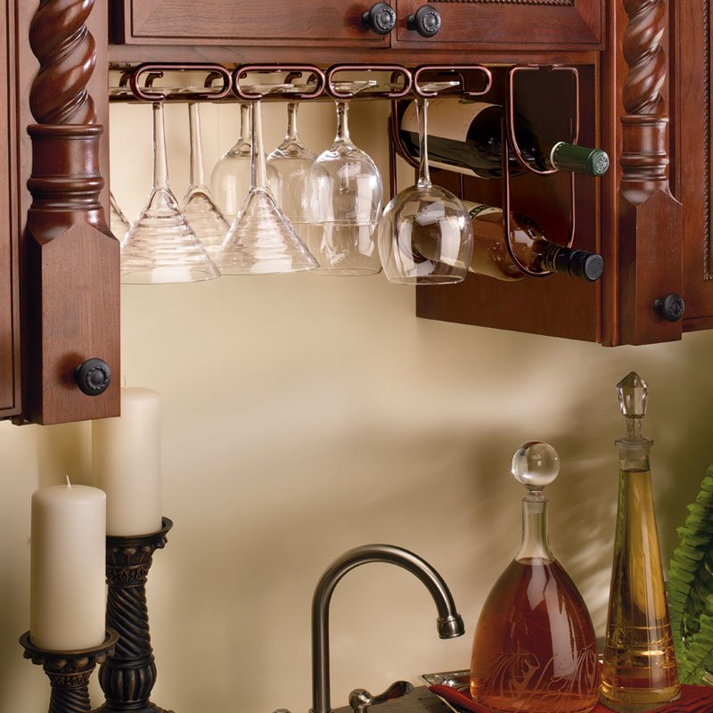 Rev-A-Shelf 11 Under Cabinet Quad Wine Glass Holder - Satin Nickel