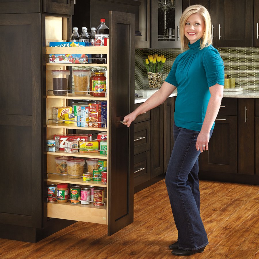 Rev-A-Shelf - Wood Tall Cabinet Pullout Pantry Organizer w/ Soft-Close - 448-TPF58-14-1