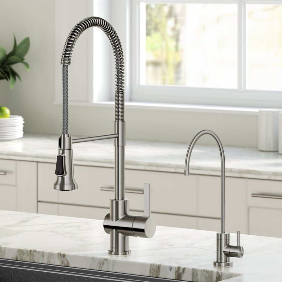 Kraus Britt Commercial Style Kitchen Faucet And Purita Water Filter Faucet Combo Stainless Steel Kpf 1690 Ff 100sfs Keats Castle