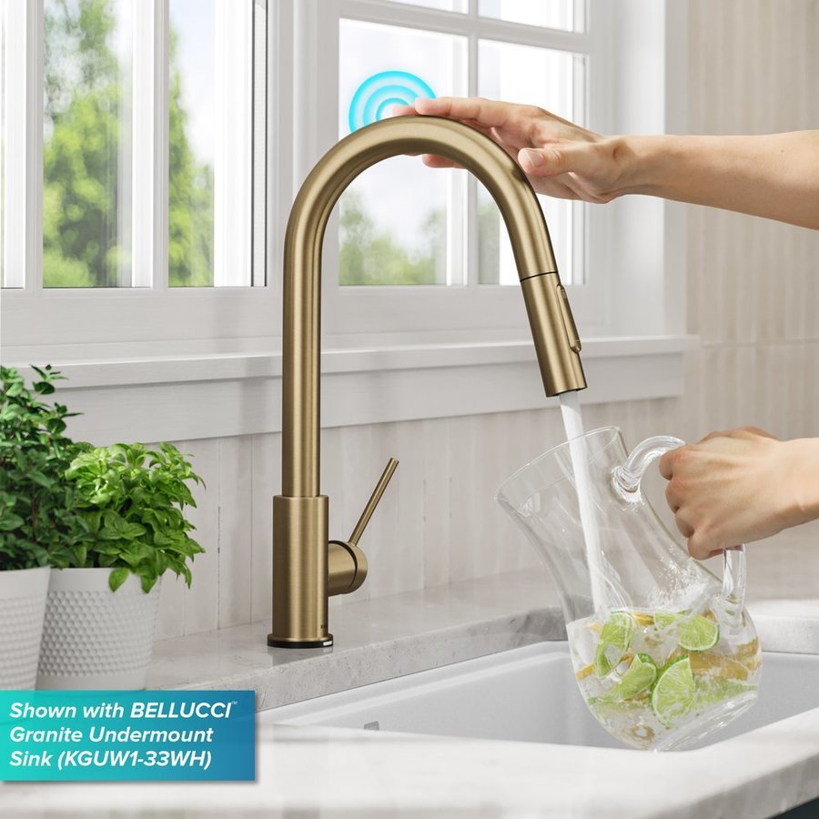 Kraus Oletto One-Handle Pull-Down Kitchen Faucet in Brushed Brass