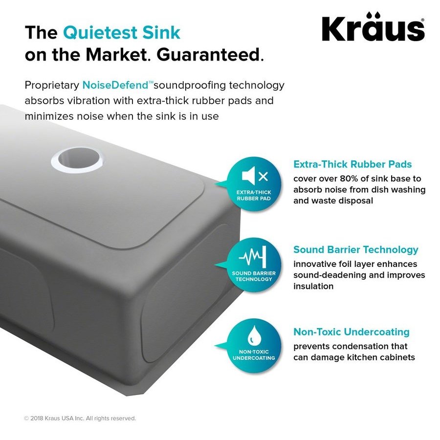 Kraus 30 Inch Standart PRO 16 Gauge Undermount Single Bowl Kitchen Sink  with WasteGuard Garbage Disposal, Stainless Steel KHU100-30-100-100MB  Keats  Castle