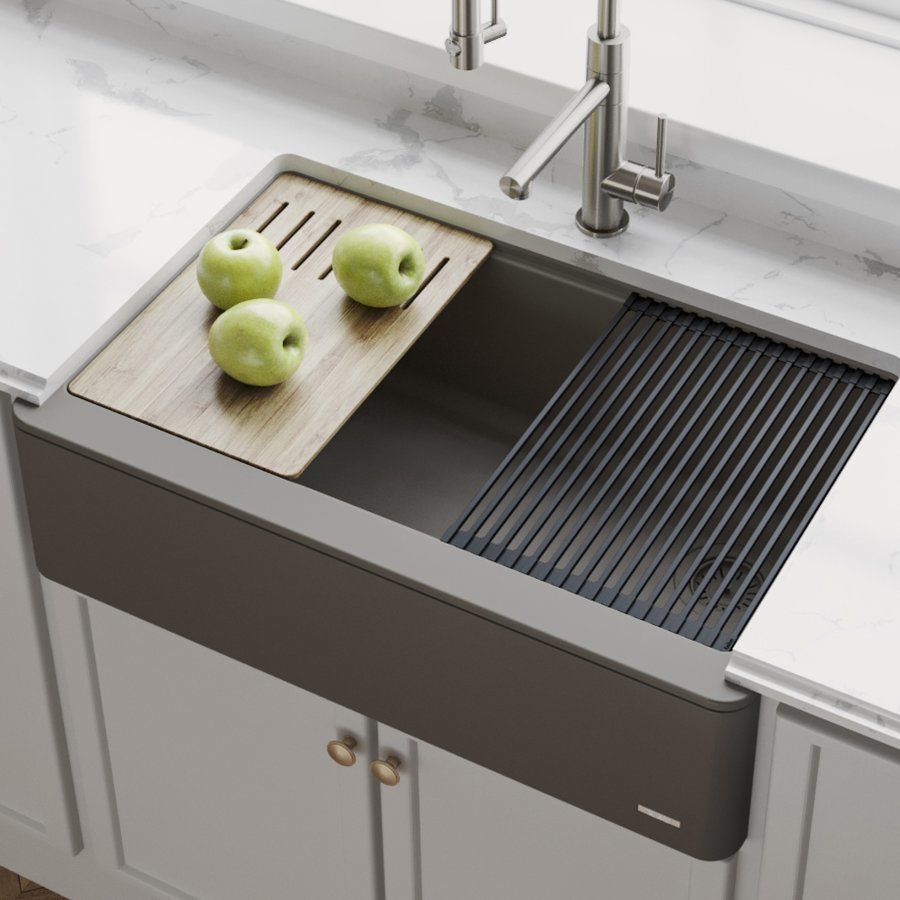 KRAUS 33 Flat Front Farmhouse Stainless Kitchen Sink