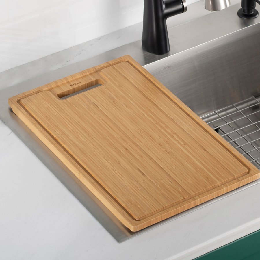 Kraus 18-1/2 Inch Length Kore Cutting Board for Kitchen Sink, Organic Solid  Bamboo KCB-102BB