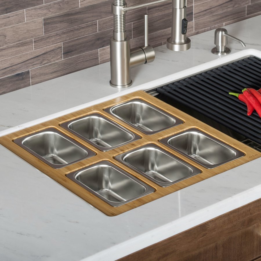 KRAUS Workstation Kitchen Sink Wood Grain Composite Cutting Board 