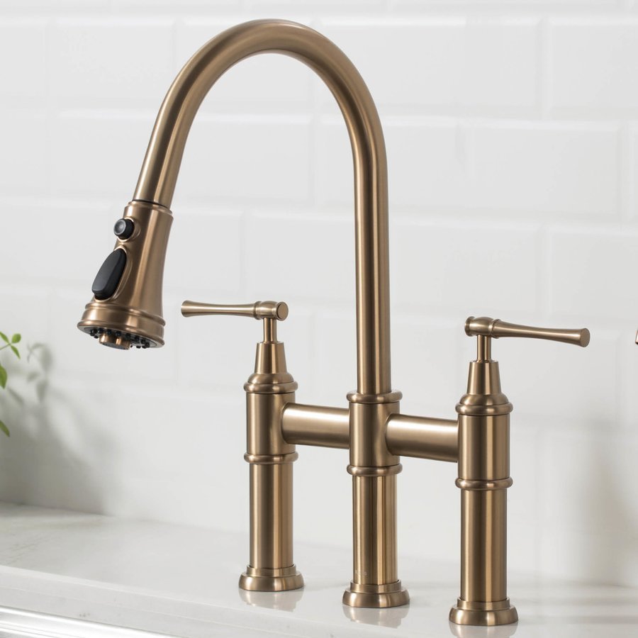 Kraus KPF3121BG, Allyn Transitional Bridge Kitchen Faucet with Pull