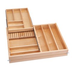 TCD18 - Wood Tiered Cutlery Drawer Organizer (fits 18 wide drawers) -  includes full extension undermount Soft Close glide set - 25-1/8 W x  19-5/8 D