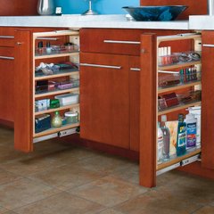 3 Inch Width Kitchen Base Cabinet, Desk/Vanity Filler Pull-Out Organizer with Storage Trays, and Blum Tandem Soft-Close Slides, Natural, Min. Cabinet Opening: 3-1/8&quot; W x 19-1/4&quot; D x 30-1/8&quot; H