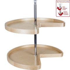 24 Inch Kidney Banded Lazy Susan Set with Twist and Lock Adjustable Pole