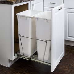 50 Quart Double Pullout Waste Container System, Polished Chrome