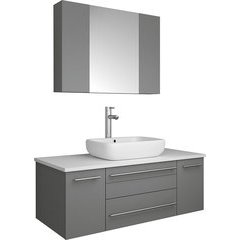 Fresca 42 Inch Lucera Single Sink Floating Vanity With Top Vessel