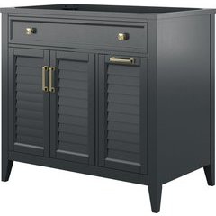 36 Inch Width Transitional Callen Bathroom Vanity Without Top, Charcoal Gray