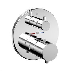 Round Thermostatic Mixing Valve With Two-Way Diverter Shower Trim, Polished Chrome
